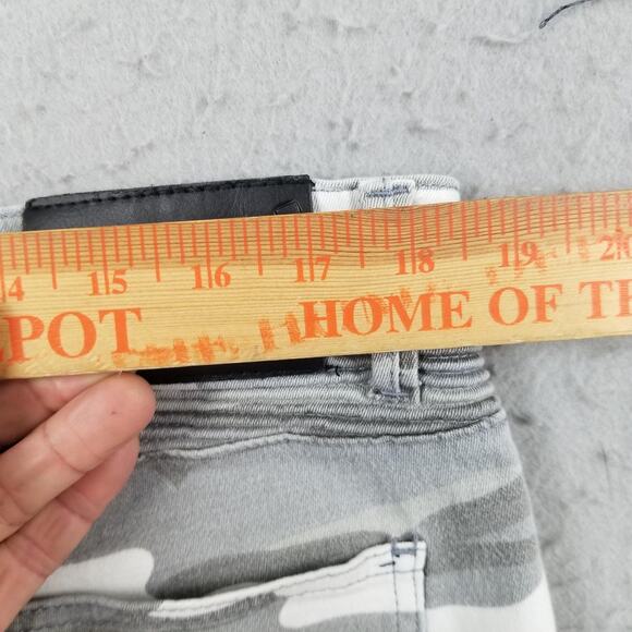 XRAY Jeans Shorts Mens 36 Gray Camo Denim Moto Biker Stretch Ribbed Five Pocket - Picture 11 of 16